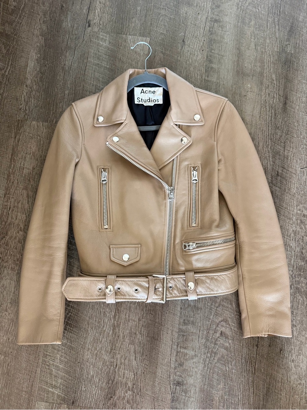Acne Studios Tan Leather Biker Jacket
